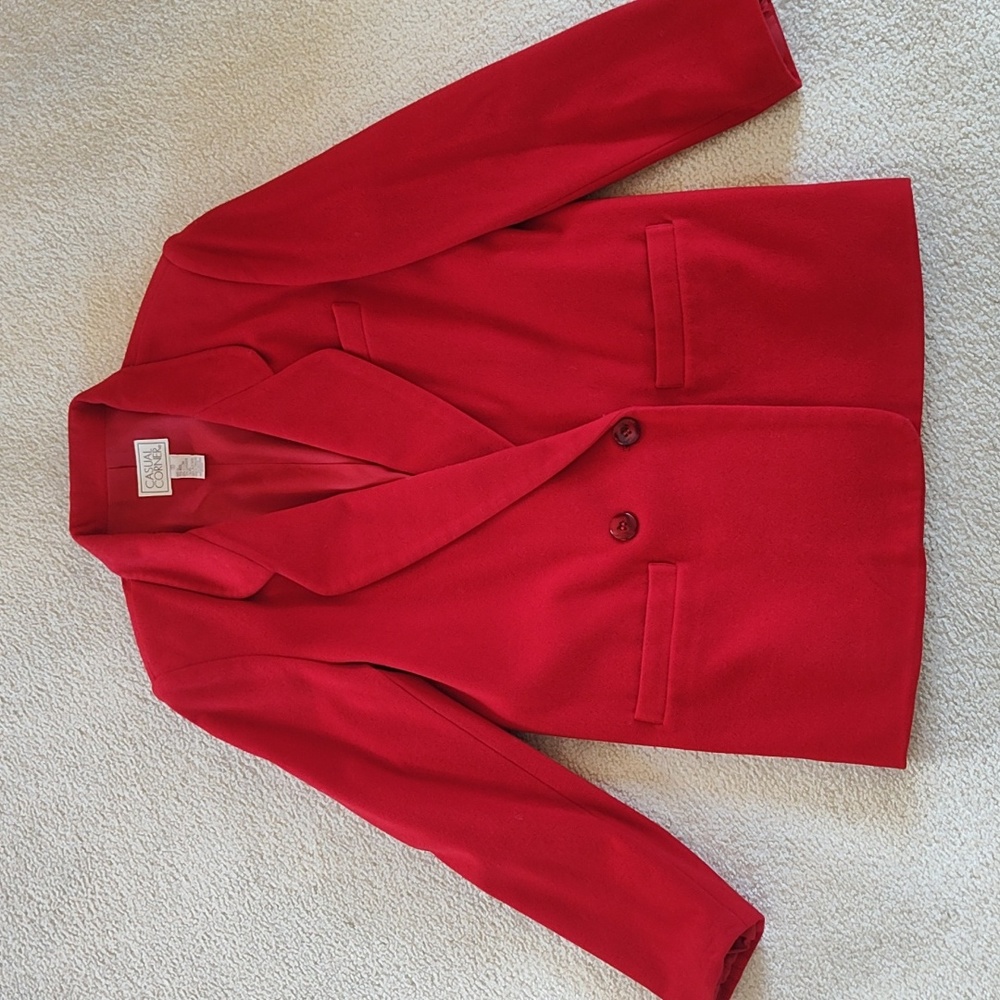 Red wool/cashmere Double-Breasted Blazer